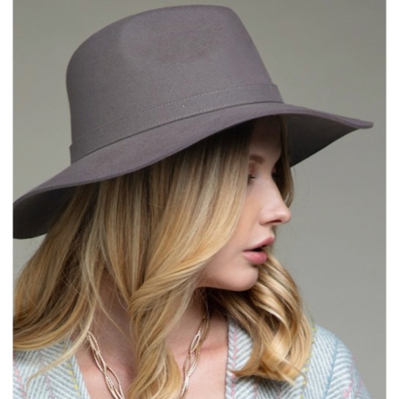 SOLD OUT Dark Gray Simplistic Wool Wide Brim Panama Hat Casual Boho Women's - Picture 3 of 5